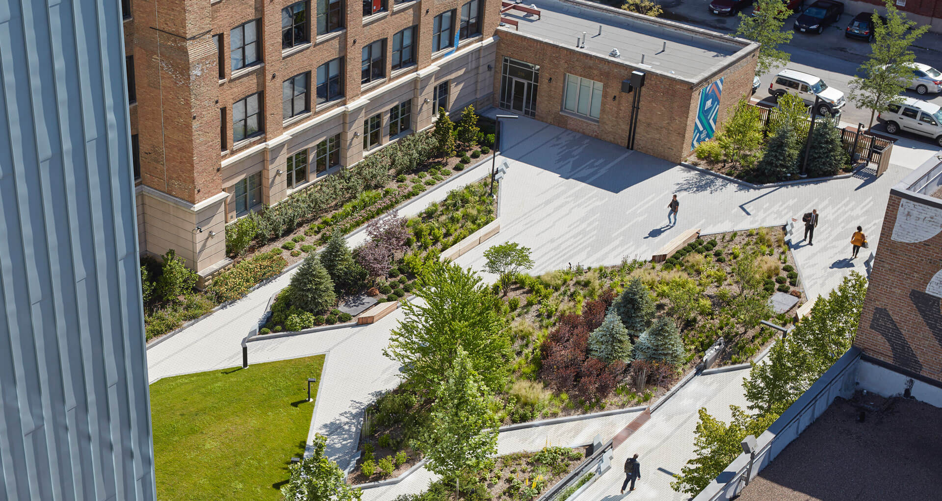 Top-down view of Sterling Bay courtyard and exterior