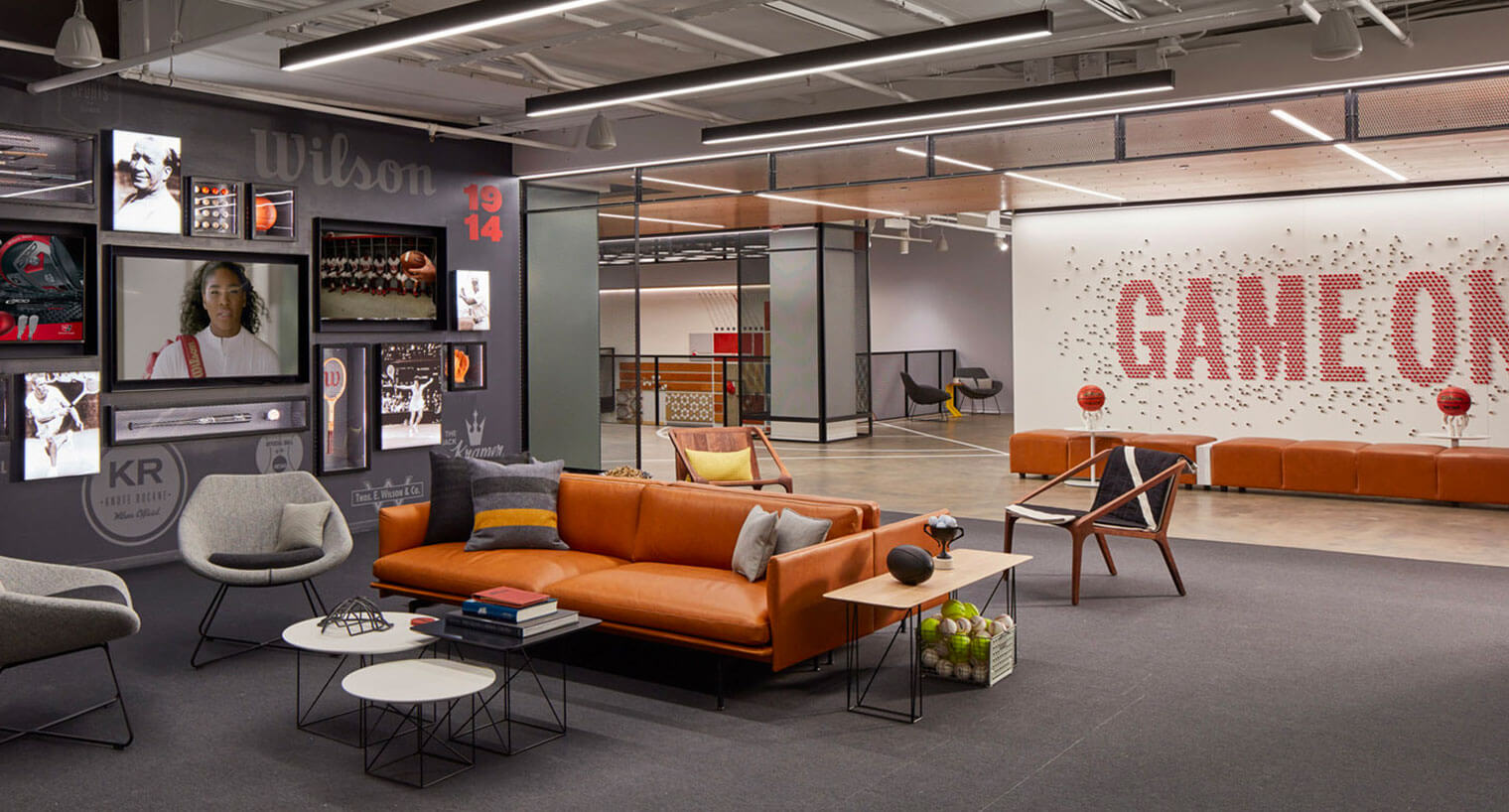 Lobby view with artwork and sports items at One Two Pru