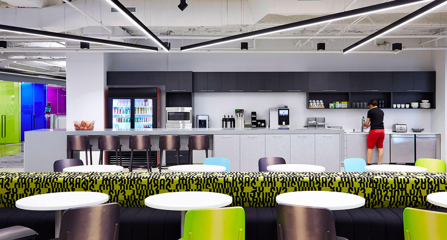 Kitchen area for employees at One Two Pru offices
